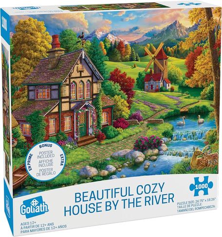 Image World Beautiful Cozy House by The River 1000pc Puzzle - Poster Included by Goliath in Saudi Arabia
