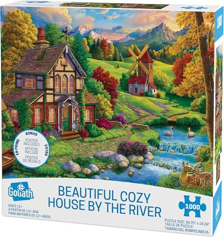 Image World Beautiful Cozy House by The River 1000pc Puzzle - Poster Included by Goliath in Saudi Arabia