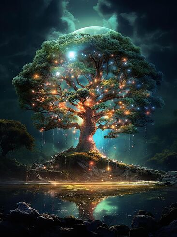 CHOSIGHT 5D Diamond Painting Tree Kits, DIY Paint with Diamond Art Plants Round Full Drill Crystal Rhinestone Embroidery Pictures Crafts for Home Wall Decor 12x16 inch in Kuwait