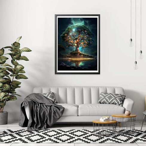 CHOSIGHT 5D Diamond Painting Tree Kits, DIY Paint with Diamond Art Plants Round Full Drill Crystal Rhinestone Embroidery Pictures Crafts for Home Wall Decor 12x16 inch in Kuwait