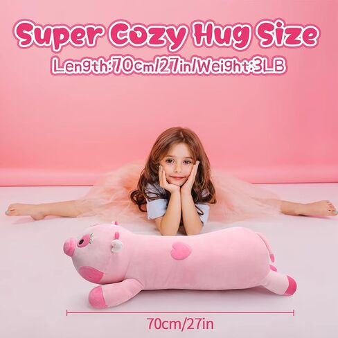 KOPHINYE Weighted Cow Stuffed Animal - 27.5" 3lb Kaiwii Weighted Stuffed Animals for Anxiety, Cute Strawberry Cow Weighted Plush Big Cow Pillow Gift for Kids and Adults in Kuwait