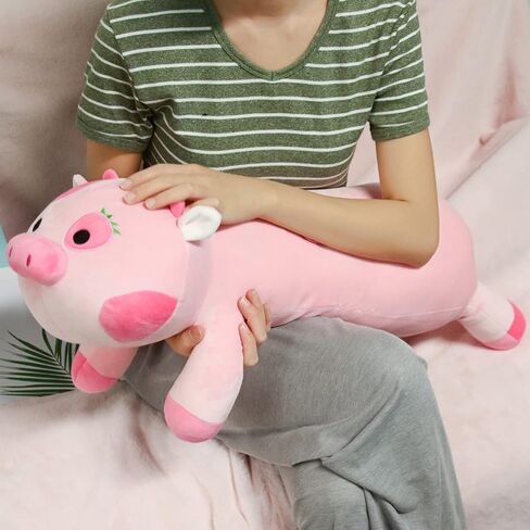 KOPHINYE Weighted Cow Stuffed Animal - 27.5" 3lb Kaiwii Weighted Stuffed Animals for Anxiety, Cute Strawberry Cow Weighted Plush Big Cow Pillow Gift for Kids and Adults in Kuwait
