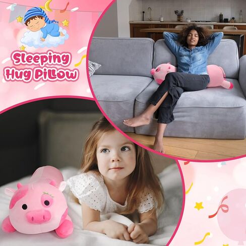 KOPHINYE Weighted Cow Stuffed Animal - 27.5" 3lb Kaiwii Weighted Stuffed Animals for Anxiety, Cute Strawberry Cow Weighted Plush Big Cow Pillow Gift for Kids and Adults in Kuwait