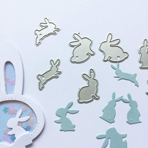 Exceart 12pcs Cutting Dies Rabbit Bunny Shape DIY Scrapbook Supplies Metal Die Cuts for Card Making Embossing Paper Easter Party Craft Art Decoration in Saudi Arabia