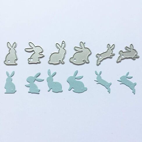 Exceart 12pcs Cutting Dies Rabbit Bunny Shape DIY Scrapbook Supplies Metal Die Cuts for Card Making Embossing Paper Easter Party Craft Art Decoration in Saudi Arabia
