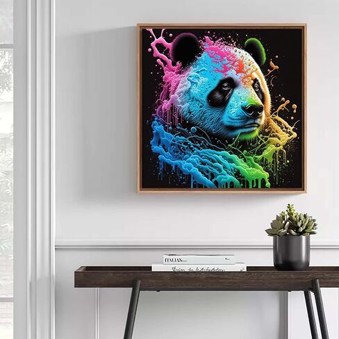 Cuneai DIY 5D Diamond Painting Panda, Paint with Diamonds Art Colorful Painting Crystal Embroidery Cross Stitch Round Drill by Number Kits for Home Wall Decoration Handicrafts 12x12 inch in Kuwait