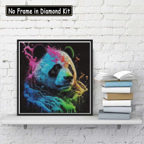 Cuneai DIY 5D Diamond Painting Panda, Paint with Diamonds Art Colorful Painting Crystal Embroidery Cross Stitch Round Drill by Number Kits for Home Wall Decoration Handicrafts 12x12 inch in Kuwait