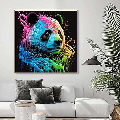Cuneai DIY 5D Diamond Painting Panda, Paint with Diamonds Art Colorful Painting Crystal Embroidery Cross Stitch Round Drill by Number Kits for Home Wall Decoration Handicrafts 12x12 inch in Kuwait