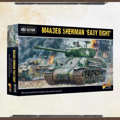 تم تسليم ألعاب الحرب - مصغرات بولت أكشن - ألعاب أمراء الحرب M4A3E8 Sherman Easy Eight منمنمات 28 مم، خزان متوسط، بطاقات، ورقة ملصق، نرد، دليل، علامات، حزمة رقمية - مجموعة نماذج مجسمة in Kuwait