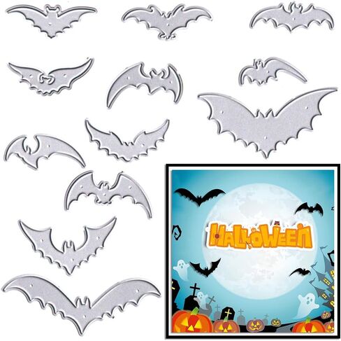 Estivaux Halloween Bats Die Cuts لصنع البطاقات، خفافيش الهالوين السعيدة قطع يموت الطيور المخيفة يموت قالب الاستنسل لسكرابوكينغ DIY بطاقات الألبوم لوازم الحرف اليدوية in Saudi Arabia
