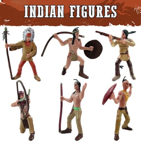 Liberty Imports 12 Pcs Wild West Cowboys and Native American Indians Plastic Toy Figure Soldiers, Realistic Western Playset in Assorted Poses and Weapons in Saudi Arabia