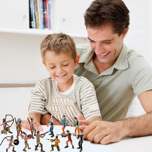 Liberty Imports 12 Pcs Wild West Cowboys and Native American Indians Plastic Toy Figure Soldiers, Realistic Western Playset in Assorted Poses and Weapons in Saudi Arabia