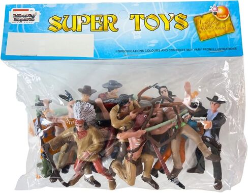 Liberty Imports 12 Pcs Wild West Cowboys and Native American Indians Plastic Toy Figure Soldiers, Realistic Western Playset in Assorted Poses and Weapons in Saudi Arabia