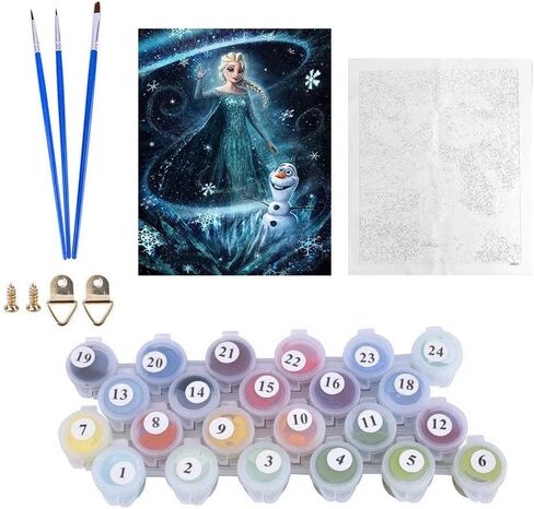 طلاء بالأرقام من كيميلي داي للبالغين والأطفال ديزني طلاء بالأرقام، مجموعة طلاء أكريليك لأميرات ديزني بالألوان بالأرقام، مجموعة طلاء لتزيين المنزل وغرفة المعيشة وغرفة النوم وديزني فروزن برينسيس in Kuwait