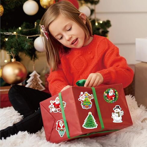 100 Pcs Christmas Stickers for Kids, Size：4-5cm Best Gift for Christmas Holiday Stickers Pack Christman, Snow Man, and Christmas Tree Vinyl Stickers for Water Bottle Christmas Party Favors in Kuwait