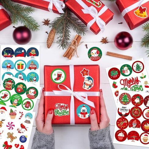 chinyuti 540pcs ملصقات عيد الميلاد للأطفال، ملصقات عيد ميلاد سعيد السائبة عيد الميلاد تحت عنوان ملصقات عطلة للأطفال الفصول الدراسية الهدايا أكياس المغلفات بطاقات سكرابوكينغ زينة حفلة عيد الميلاد in Kuwait