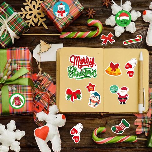 chinyuti 540pcs ملصقات عيد الميلاد للأطفال، ملصقات عيد ميلاد سعيد السائبة عيد الميلاد تحت عنوان ملصقات عطلة للأطفال الفصول الدراسية الهدايا أكياس المغلفات بطاقات سكرابوكينغ زينة حفلة عيد الميلاد in Kuwait