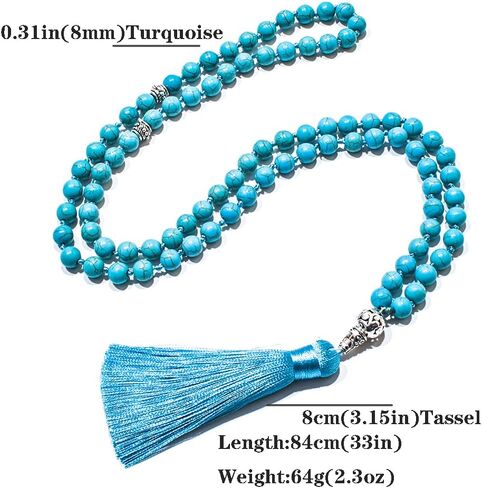 Hovaete Tasbih Prayer Beads Allah & Muhammad Islamic Prayer Rosary Muslim Islam Misbaha Tasbeeh Sibha 99/33Prayer Beads for Men and Women (8mm Blue Turquoise-99 beads) in Kuwait
