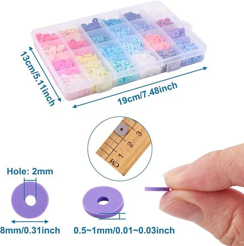 Beadthoven 9120pcs 4mm Vinyl Clay Heishi Beads Kit 24Colors Flat Round Disc Polymer Clay Beads Loose Handmade Spacers for DIY Necklace Bracelet Jewelry Making Beading Supplies in Saudi Arabia