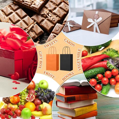 50 قطعة من أكياس ورق عيد الميلاد من Yeaqee، أكياس هدايا كرافت بالجملة، عيد الميلاد، الزفاف، حمام الطفل، حقائب هدايا لوازم الحفلات بمقبض اللون نفسه، 5.9 × 8.2 × 3.1 بوصة (برتقالي، أخضر داكن) in Kuwait
