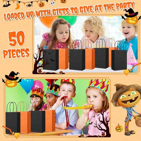 50 قطعة من أكياس ورق عيد الميلاد من Yeaqee، أكياس هدايا كرافت بالجملة، عيد الميلاد، الزفاف، حمام الطفل، حقائب هدايا لوازم الحفلات بمقبض اللون نفسه، 5.9 × 8.2 × 3.1 بوصة (برتقالي، أخضر داكن) in Kuwait