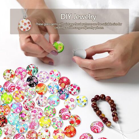 TEHAUX Glass Dome Cabochons, Glass Cabochons Round Cabochons Tiles Round Glass Mosaic Glass Mosaic Mosaic Tiles Cabochons Stones for Jewelry Making 25mm 50pcs in Kuwait