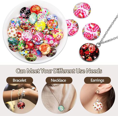 TEHAUX Glass Dome Cabochons, Glass Cabochons Round Cabochons Tiles Round Glass Mosaic Glass Mosaic Mosaic Tiles Cabochons Stones for Jewelry Making 25mm 50pcs in Kuwait