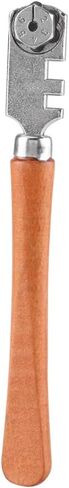 Oumefar 130MM Professional Six Wheel Glass Cutter Craft Cutting Kit Tool Handheld Glass Cutting Tool Glasses Accessories Tool with Wooden Handle 130mm/4.72inch in Saudi Arabia