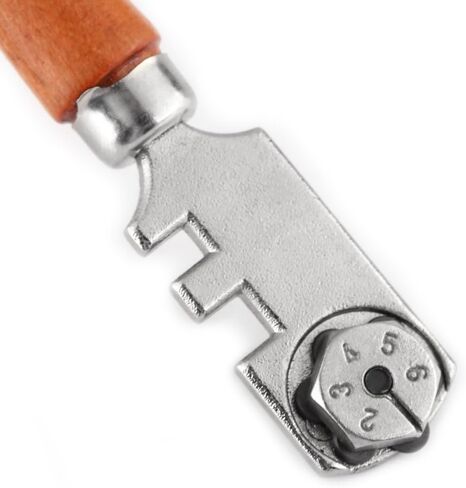 Oumefar 130MM Professional Six Wheel Glass Cutter Craft Cutting Kit Tool Handheld Glass Cutting Tool Glasses Accessories Tool with Wooden Handle 130mm/4.72inch in Saudi Arabia