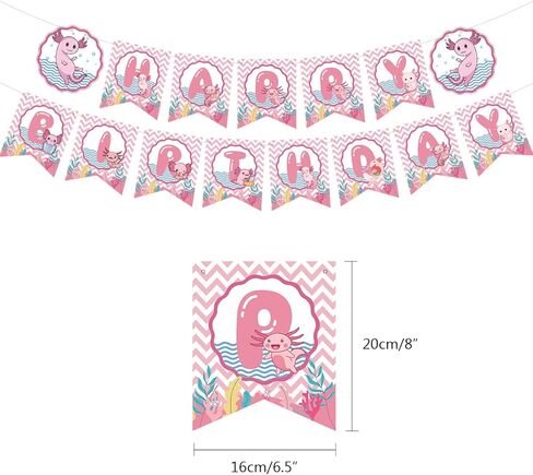 لوازم حفلات اعياد الميلاد من اكسولوتل، مجموعة ديكورات حفلات بطابع اكسولوتل تتضمن بالونات لاتكس، لافتة عيد ميلاد سعيد، زينة كعكة لمحبي اكسولوتل in Kuwait