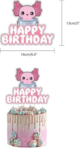 لوازم حفلات اعياد الميلاد من اكسولوتل، مجموعة ديكورات حفلات بطابع اكسولوتل تتضمن بالونات لاتكس، لافتة عيد ميلاد سعيد، زينة كعكة لمحبي اكسولوتل in Kuwait