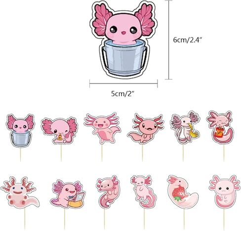 لوازم حفلات اعياد الميلاد من اكسولوتل، مجموعة ديكورات حفلات بطابع اكسولوتل تتضمن بالونات لاتكس، لافتة عيد ميلاد سعيد، زينة كعكة لمحبي اكسولوتل in Kuwait