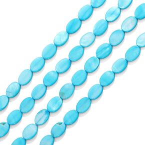 Firstmeet Flat Oval Shell Beads Natural Freshwater Mother of Pearl Loose Beads for Jewelry Necklace Bracelet Earring Craft (DIY-1029-Blue) in Saudi Arabia