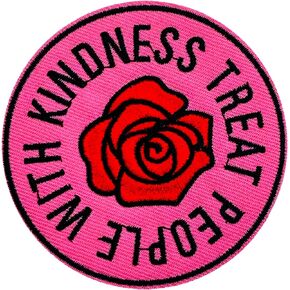 Wikineon Iron On Patch, Treat People with Kindness Applique Patch - Rose Embroidered Badge Iron On/Sew On DIY Clothing Accessories, Perfect for Backpack Jackets Clothes Hats Jeans T-Shirt