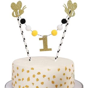 Little Bee 1st Birthday Cake Topper - Bee Smash Cake, Bee Smash Cake Decoration, Sweet Birthday Party, Bee Day Theme, Bee Theme First Birthday Decoration，picnic. (Bee Cake Topper)
