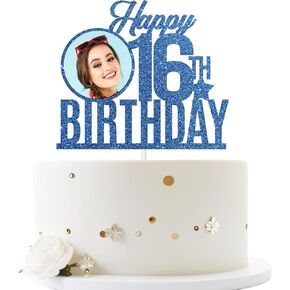 قمة كعكة عيد الميلاد السادس عشر من Dill-Dall Happy Birthday، ديكور حفل عيد الميلاد السادسة عشر، زينة عيد الميلاد 16 (أزرق ملكي) in Kuwait