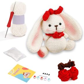 مجموعة الكروشيه للمبتدئين، مجموعات حيوانات الكروشيه للبالغين والأطفال، أرنب الفيل، حيوانات لطيفة، مجموعة أدوات الكروشيه للمبتدئين للهدايا، تعلم مجموعات الكروشيه مع فيديو خطوة بخطوة للأولاد والبنات هدية أعياد الميلاد in Kuwait