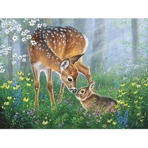 طقم طلاء ألماس كامل صناعة يدوية 5D مجموعات كريستال الفن حجر الراين التطريز عبر غرزة الفنون الحرفية التموين قماش الماس الفن سيكا الغزلان والأرنب للمنزل المطبخ فندق صالون الجدار 16x12 بوصة in Kuwait