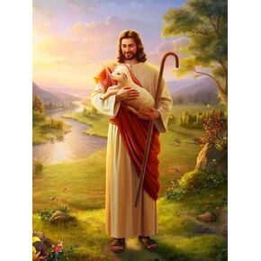 pigpigboss Religion Jesus Diamond Painting Kit 5D Full Round Diamond Painting for Adult Jesus Sheep Diamond Painting Kit for Kid Jesus Diamond Dots Art Christmas Decor Gift (12 X 16 Inches) in Saudi Arabia