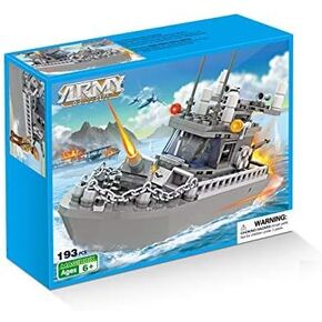 كوجو العاب بناء سفينة حربية للجيش، العاب قارب دورية للاولاد 6-12، مجموعة مكعبات بناء ذاتية الصنع، 193 قطعة in Kuwait