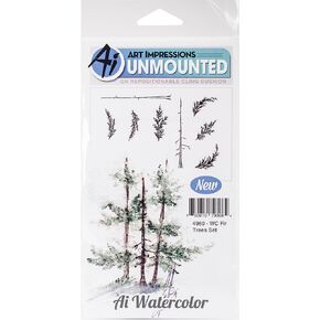 انطباعات فنية - مجموعة شجرة التنوب، من المطاط اللاصق بالألوان المائية، in Kuwait