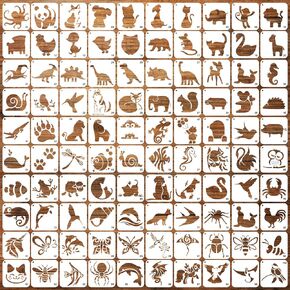 سريزدان 100 قطعة من قوالب استنسل صغيرة للحرف اليدوية قابلة لاعادة الاستخدام 3×3 انش، قوالب استنسل بلاستيكية للرسم والرسم للاطفال على الخشب والحرف اليدوية in Kuwait