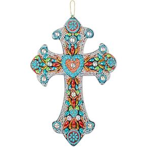 LIULIMI Cross Diamond Painting Kits, Diamond Painting Dragonfly Special Shaped Crystal Rhinestone Cross Pendant Acrylic Mosaic Hanging Wall Home Decor，Handmade Gifts (JP-02)