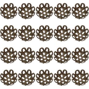 The Lord of the Tools 500PCS Flower Bead Caps 10mm Metal Hollow Spacer Bead Caps for Necklace Bracelet Earring DIY Jewelry Making Accessories Antique Bronze Tone