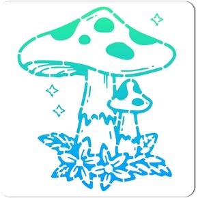 GORGECRAFT 12x12 Inch Large Mushroom Pattern Templates Drawing Painting Stencils Reusable Plastic Square Flower Stencils Sign for Painting on Wood Wall Scrapbook Floor Tile Drawing DIY Crafts