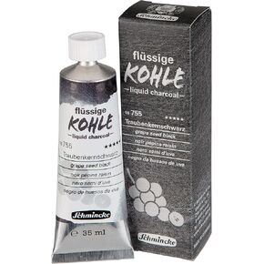 Schmincke - Liquid Charcoal, Peach Stone Black, 15 ml, 18 757 006, for charcoal painting, charcoal drawing and underpainting, vegan