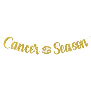 MonMon & Craft Aquarius Season Birthday Banner / Aquarius January February Birthday Party Deor / Constellation Birthday Party Decoration Supplies - Gold Glitter (Aquarius)