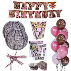 Havercamp Pink Hunting Camo Party Supplies for 16 guests: includes 16 ea. 7" Plates, 16 Napkins. Authentic, Licensed, Next Camo in Pink!