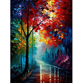 Cuneai DIY 5D Diamond Painting Street Scene, Paint with Diamonds Art Oil Painting Crystal Embroidery Cross Stitch Round Drill by Number Kits for Home Wall Decoration Handicrafts 12x16 inch in Kuwait