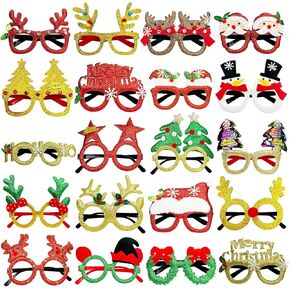 Irieiply 20 Pcs Christmas Funny Glasses for Kids Adults Decoration Glitter Eyeglasses to Wear for Christmas Party Holiday Favors in Saudi Arabia